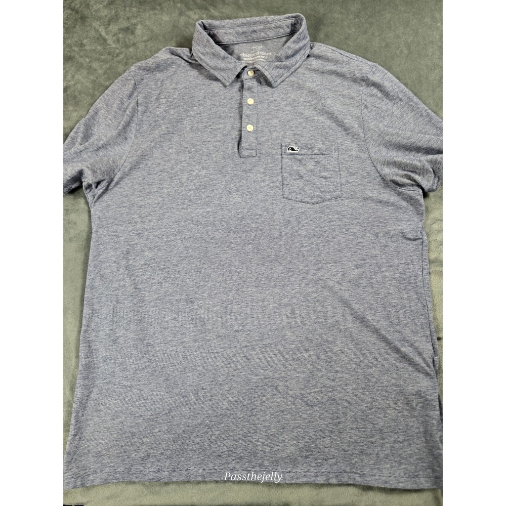 Vineyard Vines Shirt Mens Large Polo Outdoors Golf Edgartown Blue Tech Hike